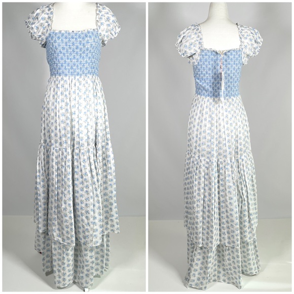 LOVESHACKFANCY Anzie powder blue maxi cottagecore dress - Picture 4 of 14